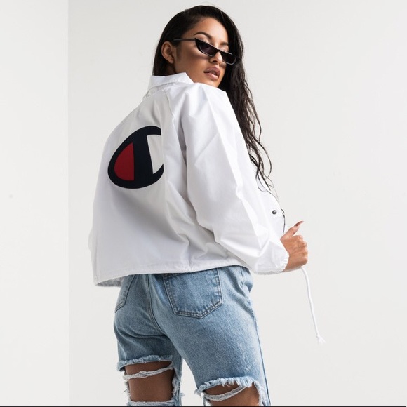 champion white coach jacket